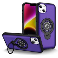 Per iPhone 14 Custodia magnetica con supporto ad anello (viola)