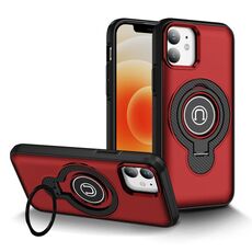 Per iPhone 12 Custodia magnetica per telefono con supporto ad anello (rosso)