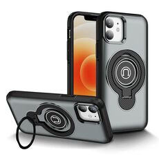 Per iPhone 12 Custodia magnetica con supporto ad anello (grigio)