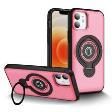 Per iPhone 12 Custodia magnetica con supporto ad anello (rosa brillante)