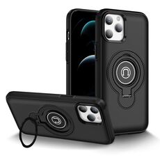 Per iPhone 12 Pro Custodia magnetica per telefono con supporto ad anello (nero)