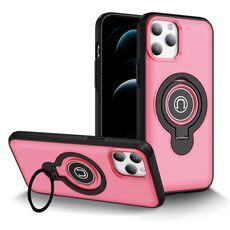 Per iPhone 12 Pro Custodia magnetica per telefono con supporto ad anello (rosa brillante)