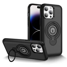 Per iPhone 14 Pro Custodia magnetica per telefono con supporto ad anello (nero)