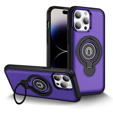 Per iPhone 14 Pro Custodia magnetica per telefono con supporto ad anello (viola)