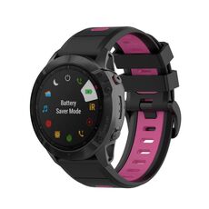Per Garmin QuickFit 22mm Kalebol Cinturino in silicone bicolore (nero rosa rosso)