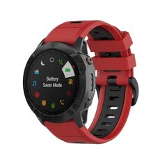 Per Garmin QuickFit 22mm Kalebol Cinturino in silicone bicolore (rosso nero)