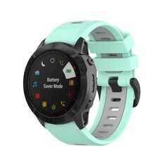 Per Garmin QuickFit 22mm Kalebol Cinturino in silicone bicolore (grigio verde acqua)