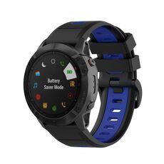 Per Garmin QuickFit 20mm Kalebol Cinturino in silicone bicolore (blu nero)