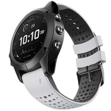 Per Garmin QuickFit 26mm Kalebol Cinturino in silicone traspirante bicolore (bianco nero)