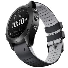 Per Garmin QuickFit 26mm Kalebol Cinturino in silicone traspirante bicolore (nero grigio)