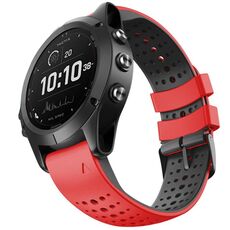 Per Garmin QuickFit 26mm Kalebol Cinturino in silicone traspirante bicolore (rosso nero)