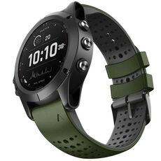 Per Garmin QuickFit 26mm Kalebol Cinturino in silicone traspirante bicolore (verde militare)
