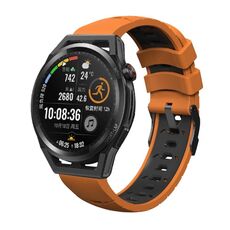 Cinturino per orologio in silicone universale Kalebol da 22 mm con tre file di fori (arancione nero)