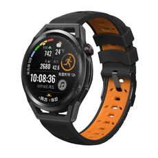 Cinturino per orologio in silicone universale Kalebol da 22 mm con tre file di fori (nero arancione)