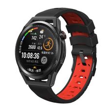 Cinturino per orologio in silicone universale Kalebol da 22 mm con tre file di fori (nero rosso)