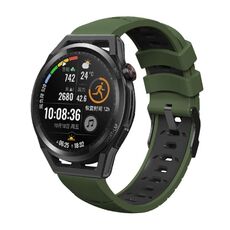 Cinturino per orologio in silicone universale Kalebol da 22 mm con tre file di fori (verde nero)