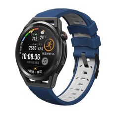 Cinturino per orologio in silicone universale Kalebol da 22 mm con tre file di fori (blu bianco)