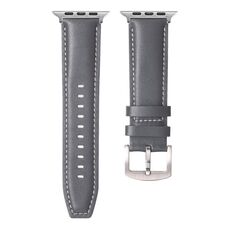 Per Apple Watch 46mm / 49mm / 45mm / 44mm Kalebol Plain Cinturino in Vera Pelle (Grigio)