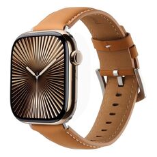 Per Apple Watch 42mm / 41mm / 40mm / 38mm Kalebol Plain Cinturino per orologio in vera pelle (giallo marrone)