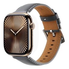 Per Apple Watch 42mm / 41mm / 40mm / 38mm Kalebol Plain Cinturino in Vera Pelle (Grigio)