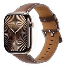 Per Apple Watch 42mm / 41mm / 40mm / 38mm Kalebol Plain Cinturino in Vera Pelle (Marrone Scuro)