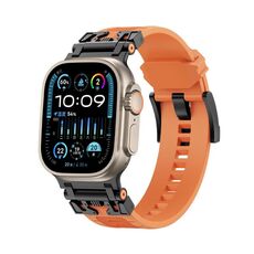 Per Apple Watch 46mm / 49mm / 45mm / 44mm Kalebol Armor TPU Watch Band (Nero Arancione)