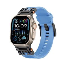 Per Apple Watch 46mm / 49mm / 45mm / 44mm Kalebol Armor TPU Watch Band (Nero Blu)