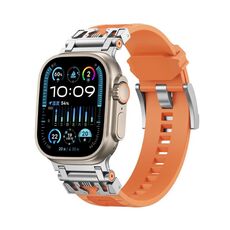Per Apple Watch 46mm / 49mm / 45mm / 44mm Kalebol Armor TPU Watch Band (Argento Arancione)