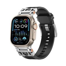 Per Apple Watch 46mm / 49mm / 45mm / 44mm Kalebol Armor TPU Watch Band (Argento Nero)
