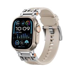 Per Apple Watch 46mm / 49mm / 45mm / 44mm Kalebol Armor TPU Watch Band (Silver Starlight)