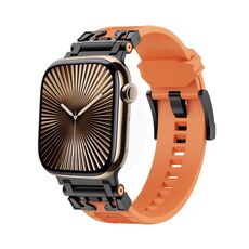Per Apple Watch 42mm / 41mm / 40mm / 38mm Kalebol Armor TPU Watch Band (Nero Arancione)
