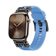 Per Apple Watch 42mm / 41mm / 40mm / 38mm Kalebol Armor TPU Watch Band (Nero Blu)