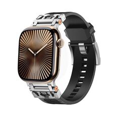 Per Apple Watch 42mm / 41mm / 40mm / 38mm Kalebol Armor TPU Watch Band (Argento Nero)