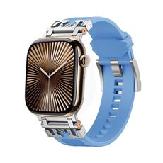 Per Apple Watch 42mm / 41mm / 40mm / 38mm Kalebol Armor TPU Watch Band (Argento Azzurro)