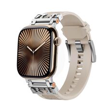 Per Apple Watch 42mm / 41mm / 40mm / 38mm Kalebol Armor TPU Watch Band (Silver Starlight)