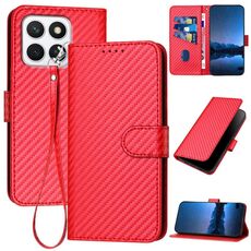 Per Xiaomi 15 Ultra YX0070 Custodia in pelle con fibbia in fibra di carbonio con cordino (rosso)