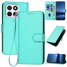Per Xiaomi 15 Ultra YX0070 Custodia in pelle con fibbia in fibra di carbonio e cordino (azzurro chiaro)