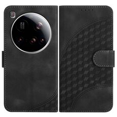 Per Xiaomi 15 Ultra Custodia in pelle con motivo a testa di elefante e cordino (nero)
