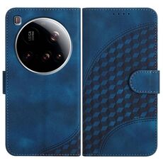 Per Xiaomi 15 Ultra Custodia in pelle con stampa a testa di elefante e cordino (blu reale)