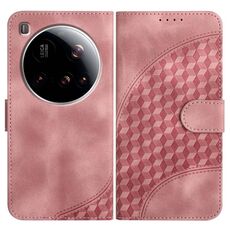 Per Xiaomi 15 Ultra Custodia in pelle con stampa a testa di elefante e cordino (rosa)