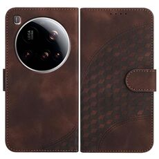 Per Xiaomi 15 Ultra Custodia in pelle con motivo a testa di elefante e cordino (caffè)