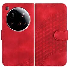 Per Xiaomi 15 Ultra Custodia in pelle con motivo a testa di elefante e cordino (rosso)
