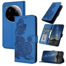 Per Xiaomi 15 Ultra Datura Flower Custodia in pelle con stampa flip (blu)