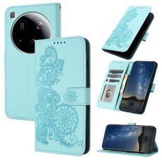 Per Xiaomi 15 Ultra Datura Flower Custodia in pelle con stampa flip (azzurro chiaro)
