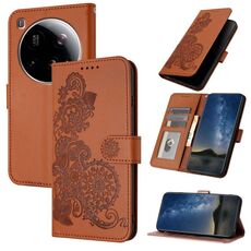 Per Xiaomi 15 Ultra Datura Flower Custodia in pelle con stampa flip (marrone)