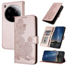 Per Xiaomi 15 Ultra Datura Flower Custodia in pelle con stampa flip (oro rosa)