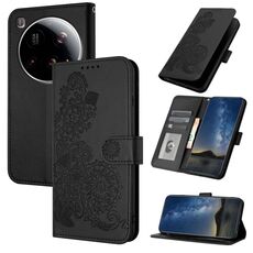 Per Xiaomi 15 Ultra Datura Flower Custodia in pelle con stampa flip (nero)