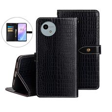 Per Sharp Aquos wish4 idewei Custodia per telefono in pelle con texture di coccodrillo (nera)