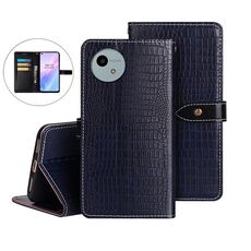 Per Sharp Aquos wish4 idewei Custodia per telefono in pelle con texture di coccodrillo (blu scuro)