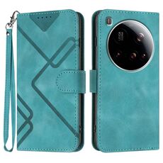 Per Xiaomi 15 Ultra Line Pattern Custodia in pelle con motivo Skin Feel (azzurro chiaro)